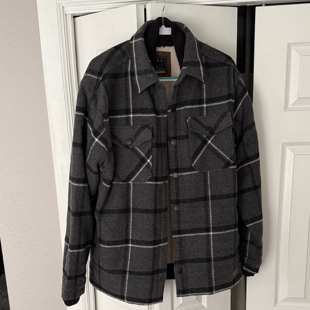Jachs Black and Gray Checkered Shirt Jacket